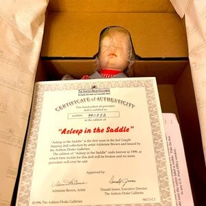 NEW NIB Ashton Drake 94111 “Asleep in the Saddle“ Porcelain Doll - 1996